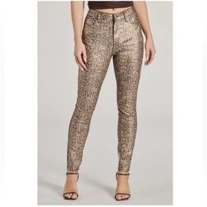 Eric Women's Major Trend Snake Print Faux Leather Skinny Pants Size 10
